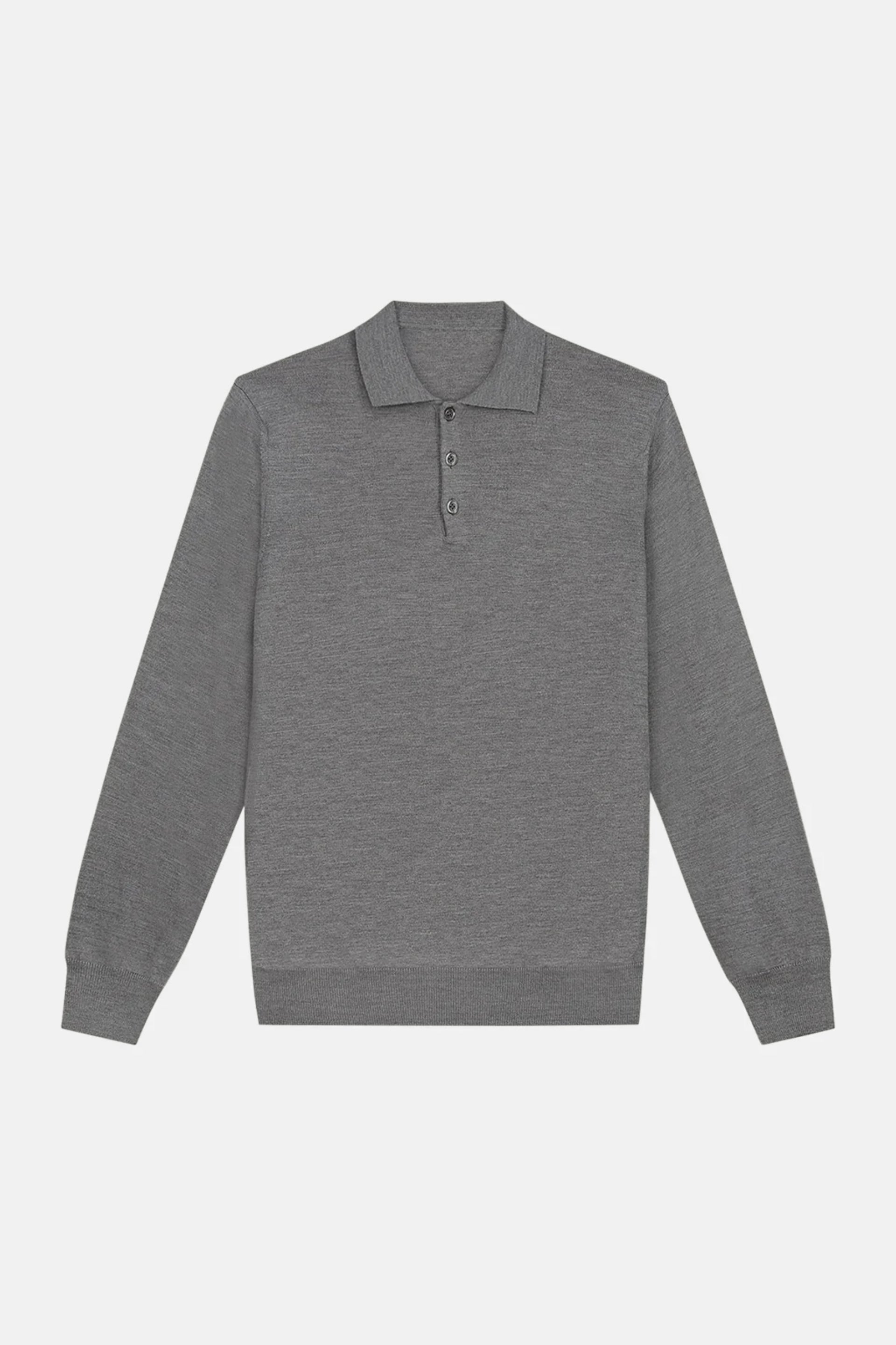 Cashwool polo buttons long gray