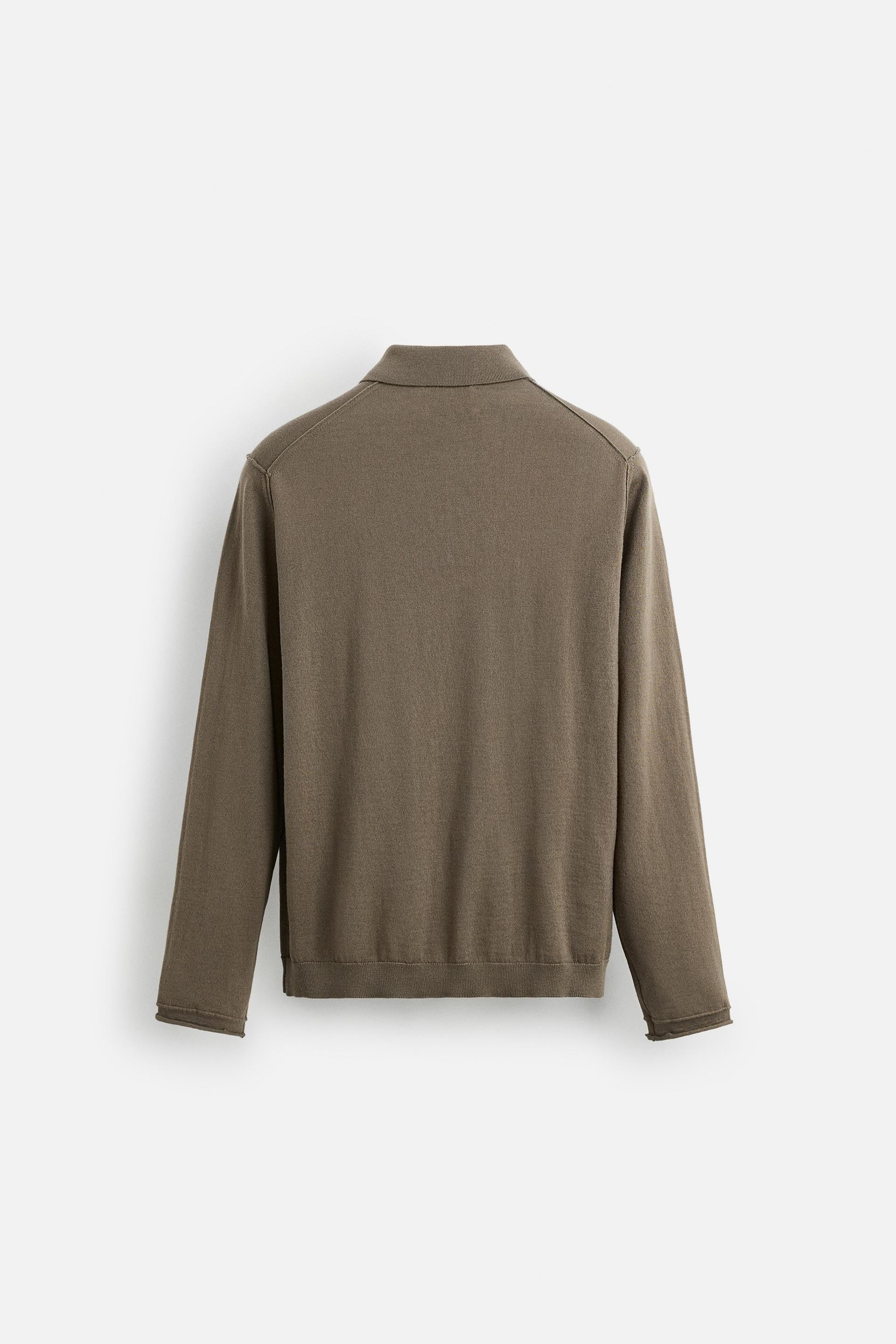 Kasjmier polo knoopjes lang lichtbruin
