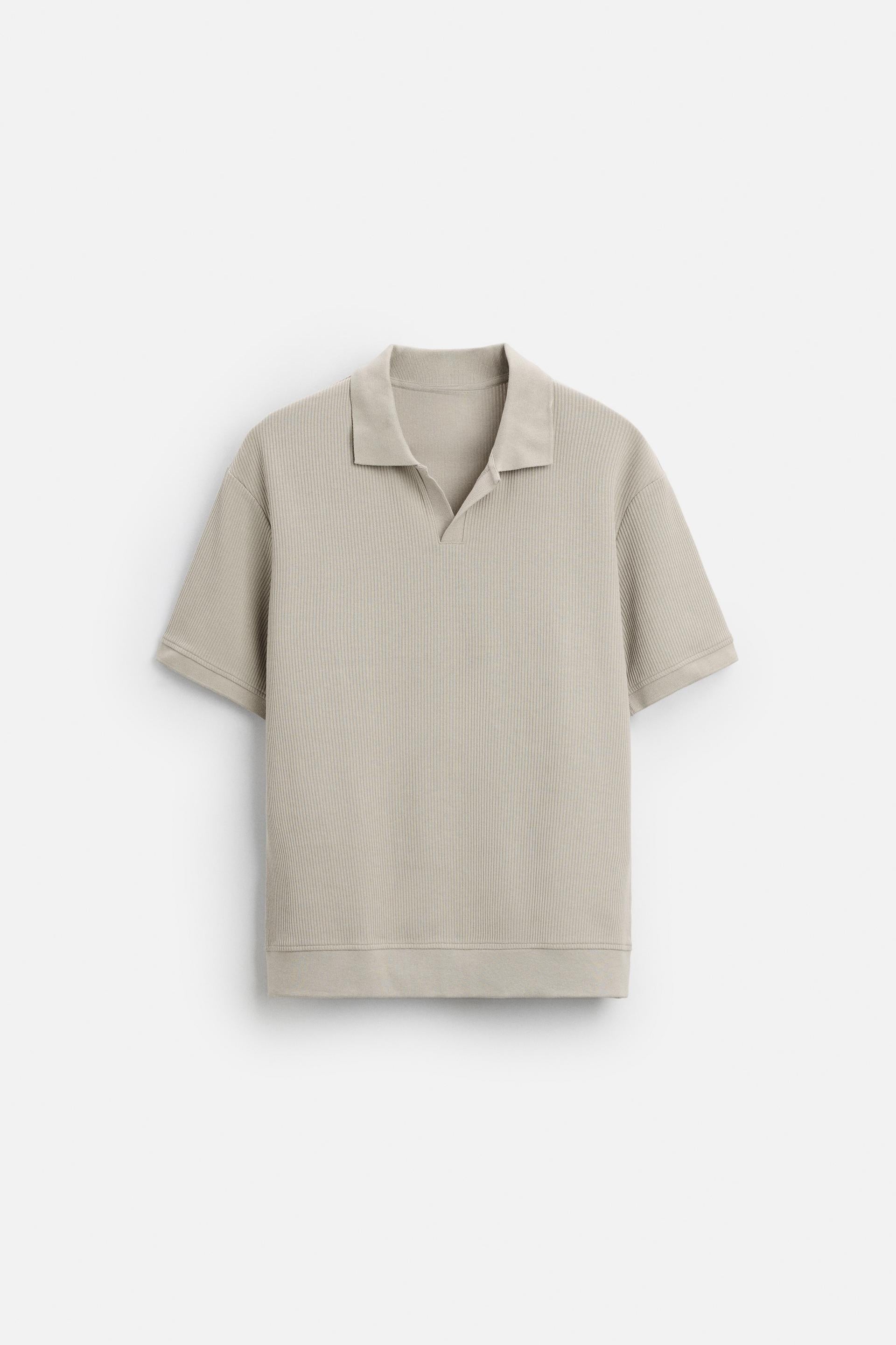 Cotton ribbed polo khaki