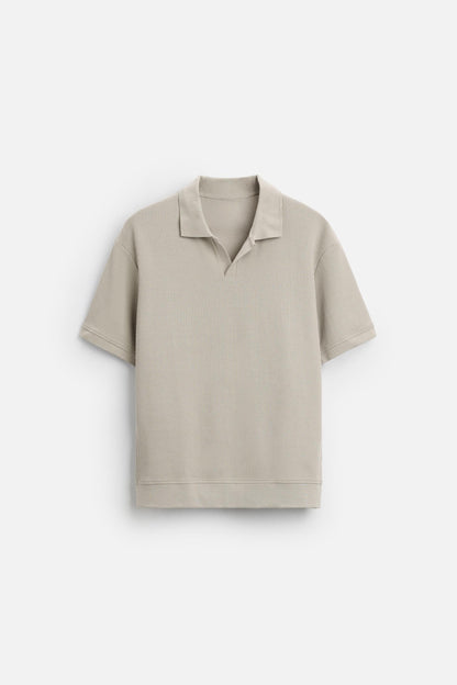 Katoen ribbed polo khaki