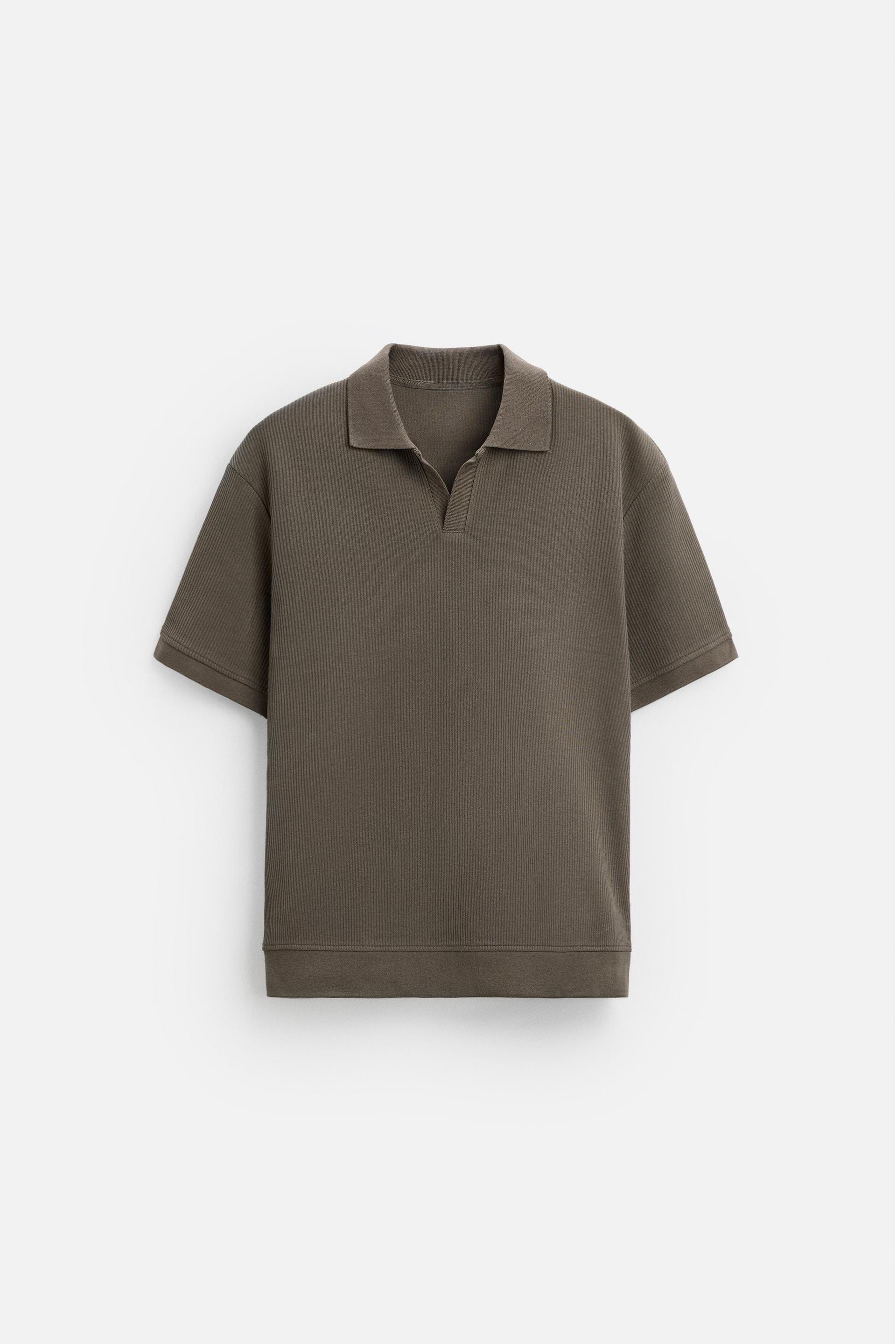 Cotton ribbed polo brown