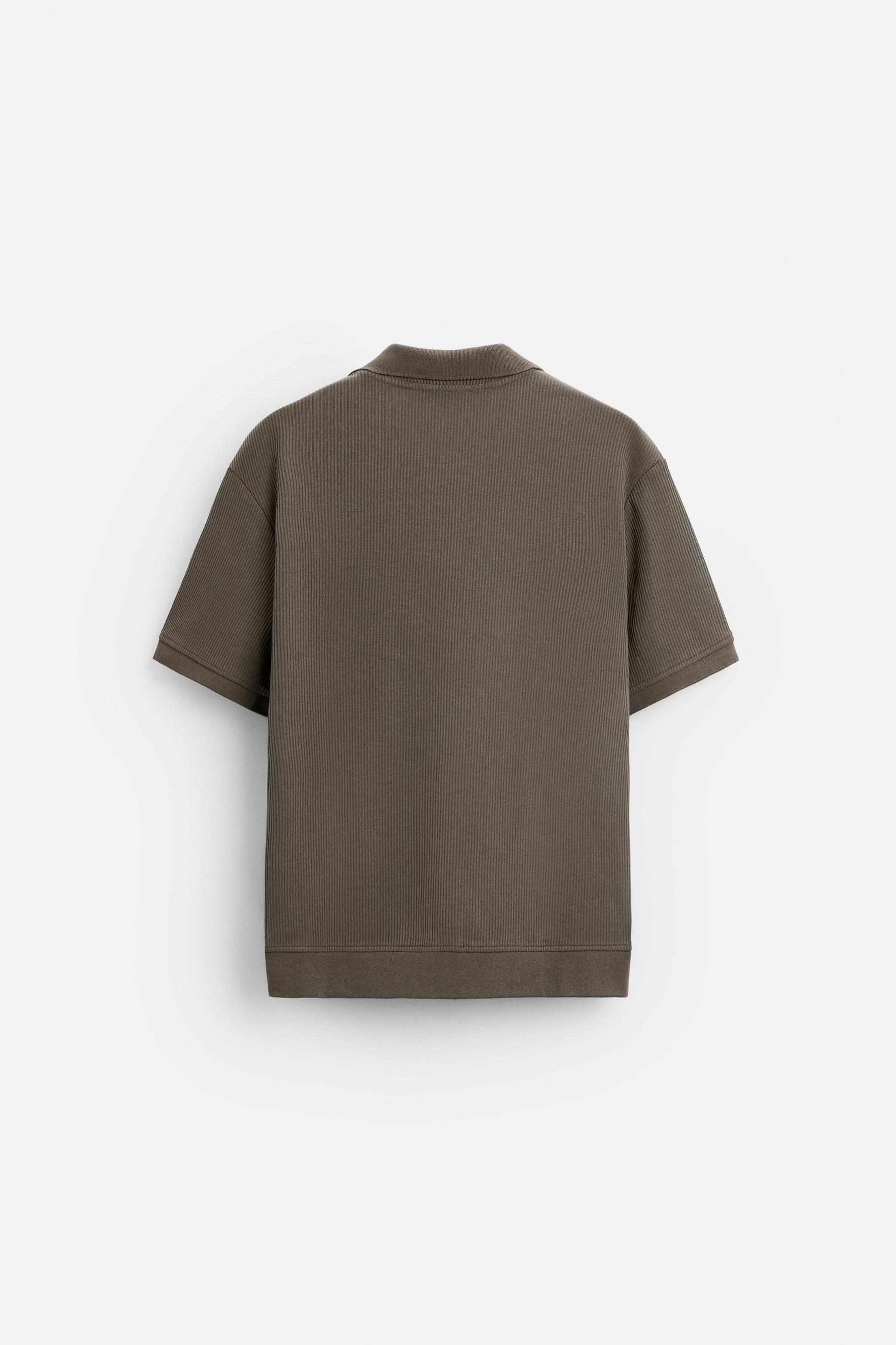 Cotton ribbed polo brown