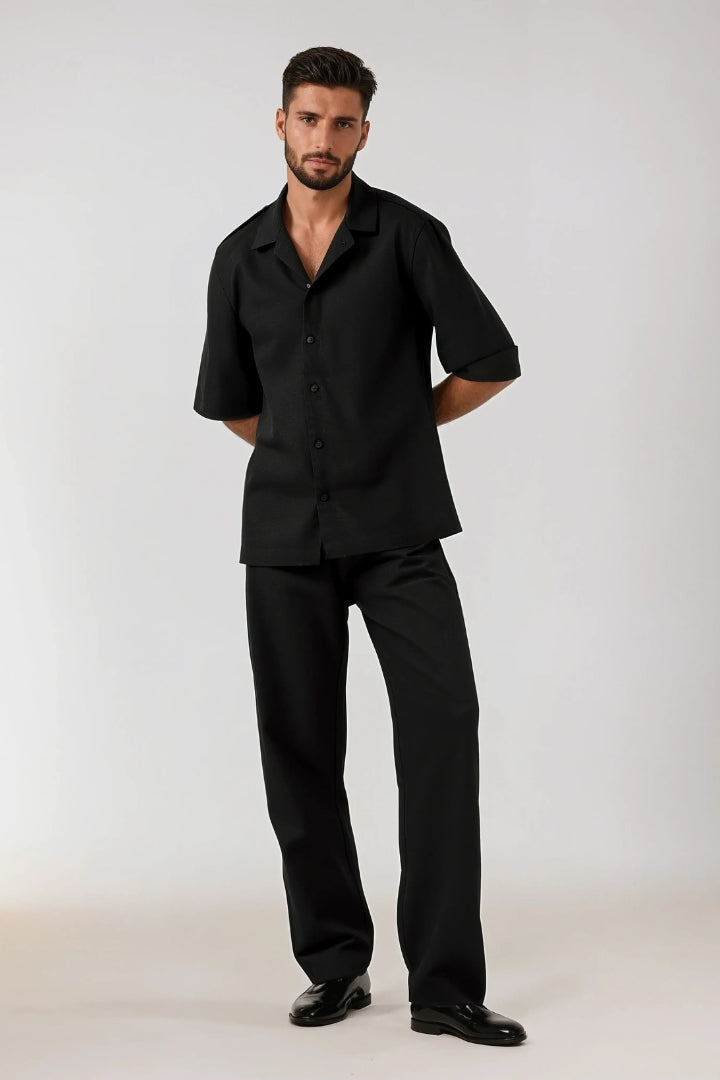Premium linen summer set black