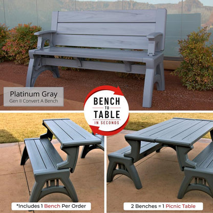 Zestaw 2 ławek ogrodowych Convert-a-Bench Gen II XL Designer – łatwo zmienisz je w stół