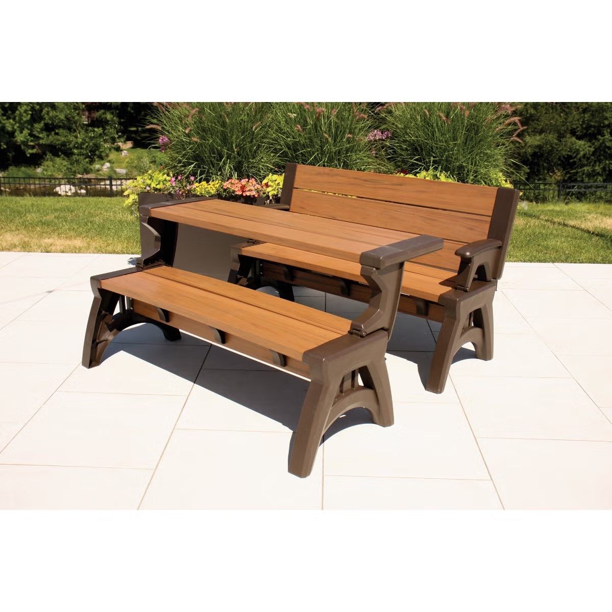 Zestaw 2 ławek ogrodowych Convert-a-Bench Gen II XL Designer – łatwo zmienisz je w stół